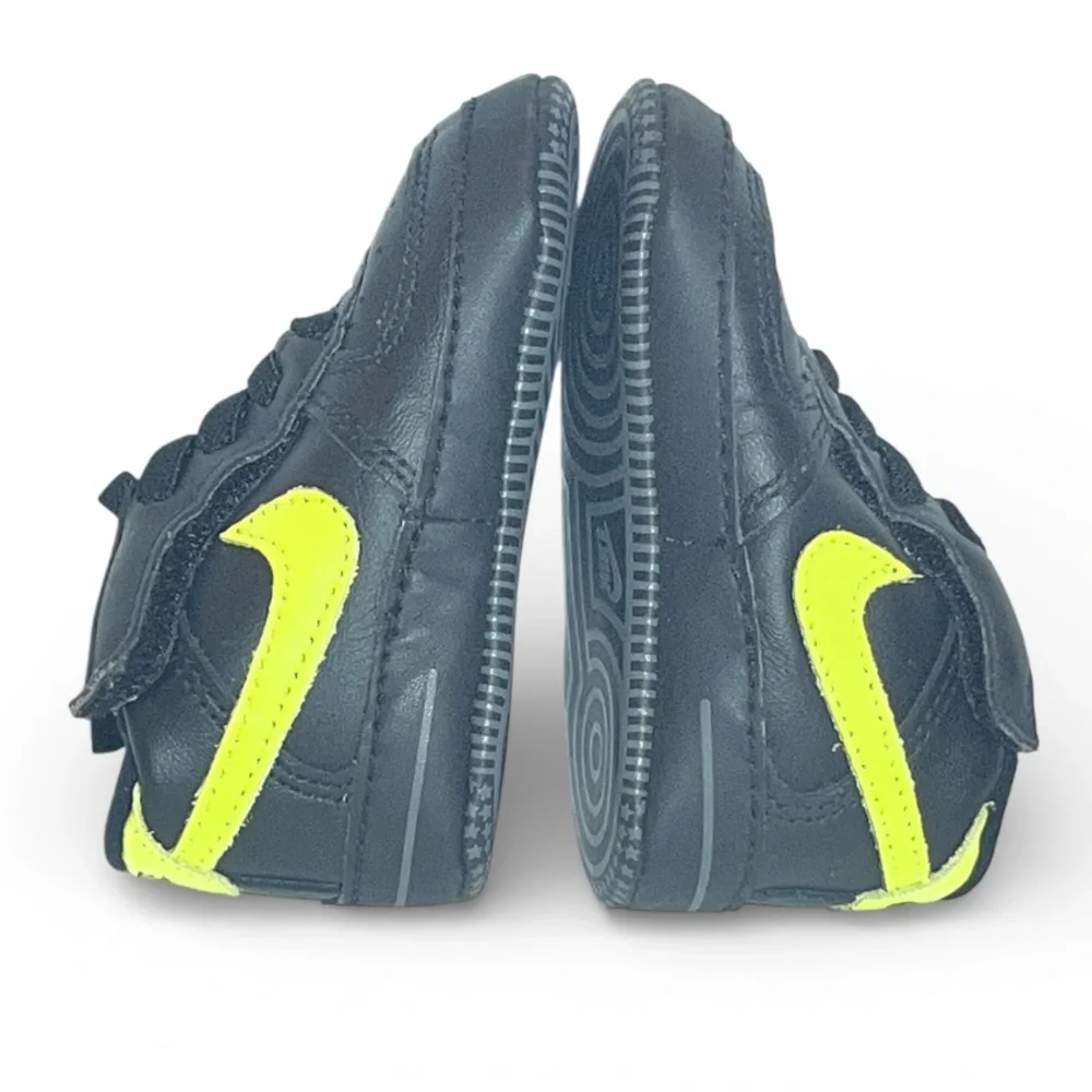 Nike Baby/Walker Black Sneakers with Neon Yellow Swoosh